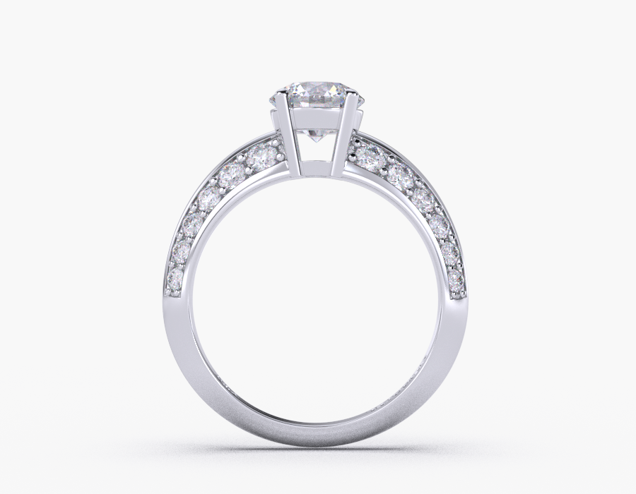 18K White Gold Round Channel Diamond Engagement Ring