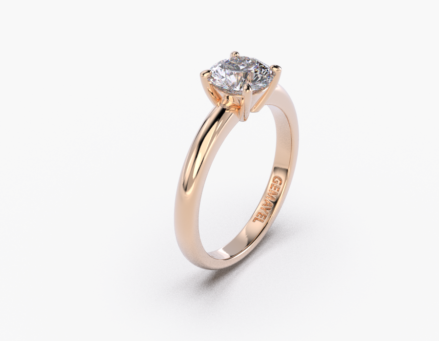 18K Rose Gold Round Solitaire Diamond Ring