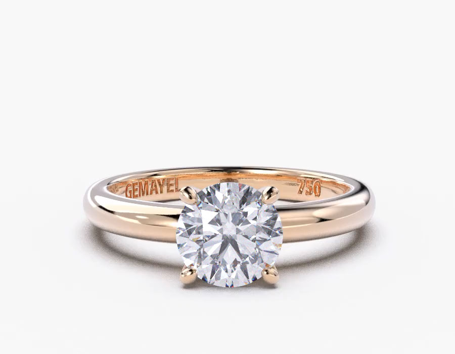 18K Rose Gold Round Solitaire Diamond Ring