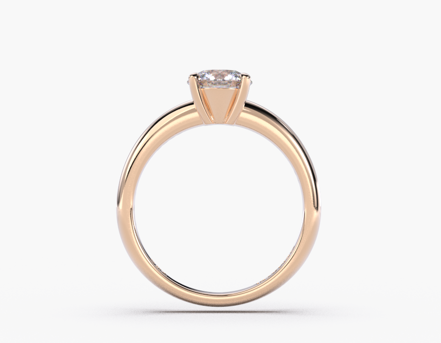 18K Rose Gold Round Solitaire Diamond Ring