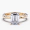 18K Yellow Gold Emerald Solitaire Diamond Ring