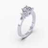 18K White Gold Round Princess Cut Side Stone Diamond Engagement 