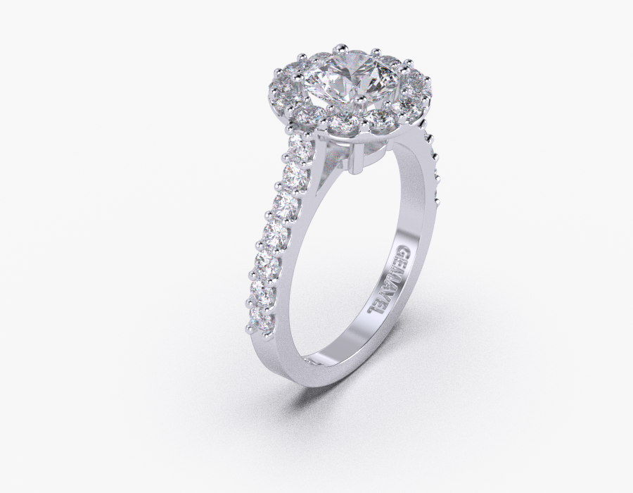 18K White Gold Round Halo Diamond Engagement Ring