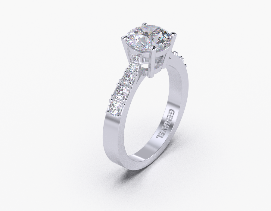 18K White Gold Round Pave Diamond Engagement Ring