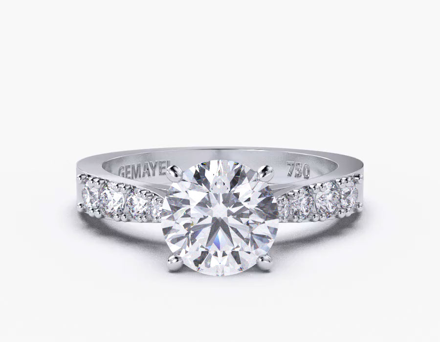 18K White Gold Round Pave Diamond Engagement Ring