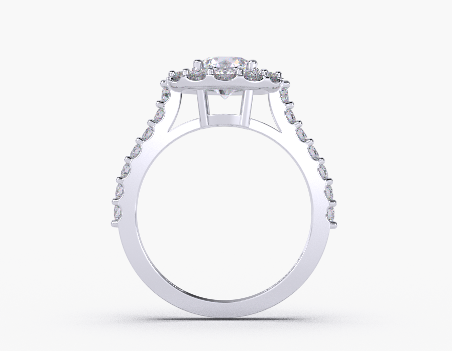 18K White Gold Round Halo Diamond Engagement Ring