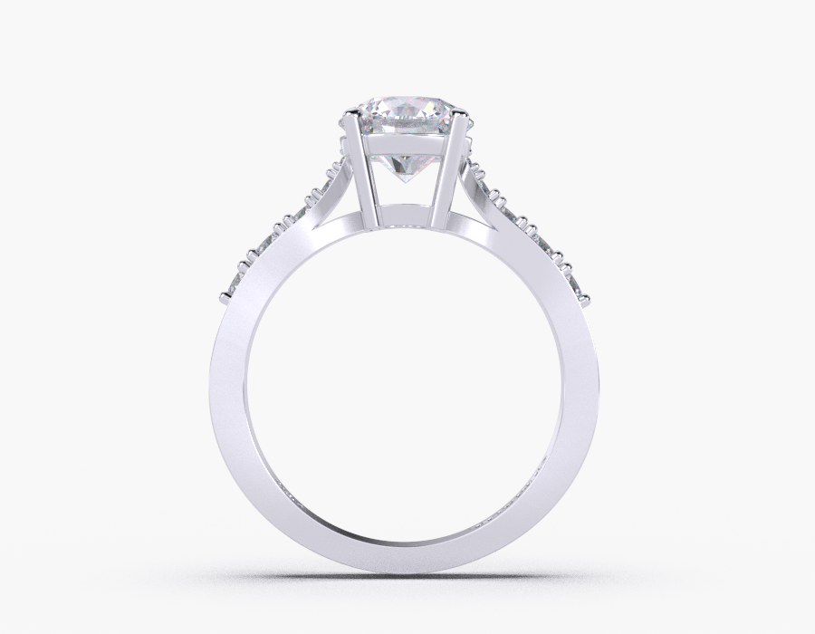 18K White Gold Round Pave Diamond Engagement Ring