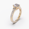 18K Yellow Gold Round Baguette Cut Side Stone & Princess Cut Pave Diamond Engagement 