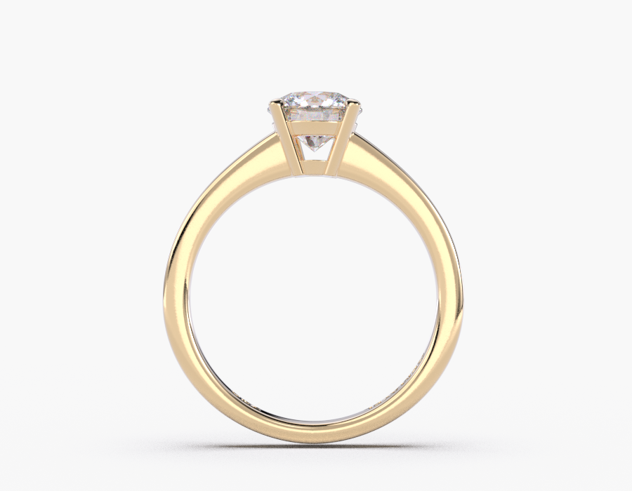 18K Yellow Gold Round Solitaire Diamond Ring