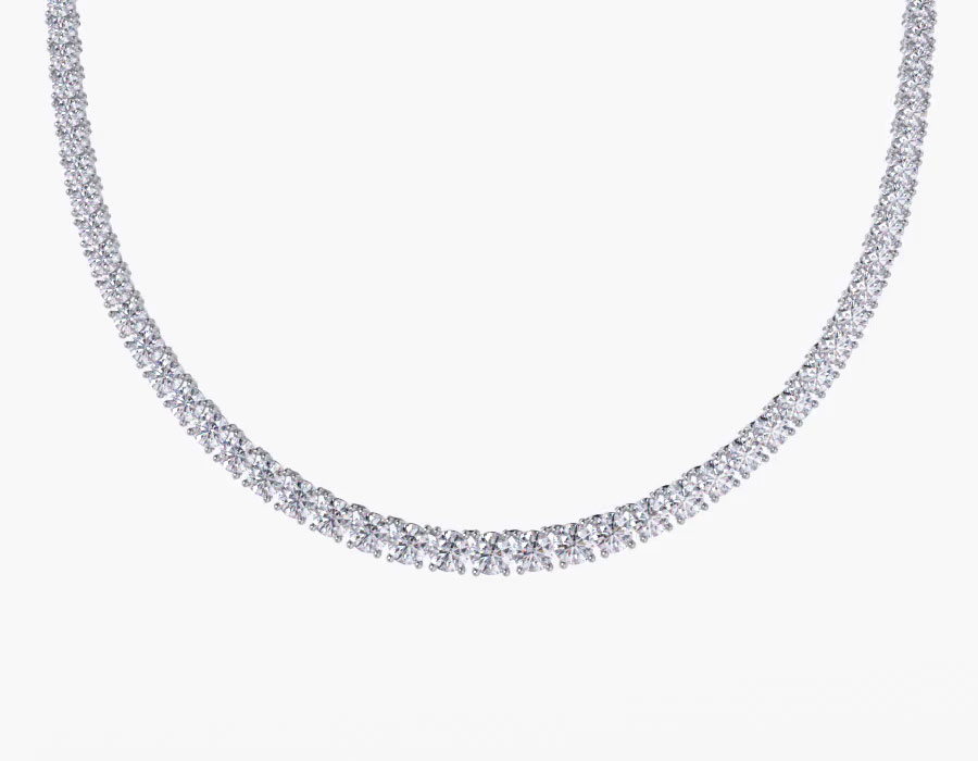 18K 0.50 Carat Center Stone White Gold Graduated Diamond Tennis Necklace (Variable) With 1 Metal