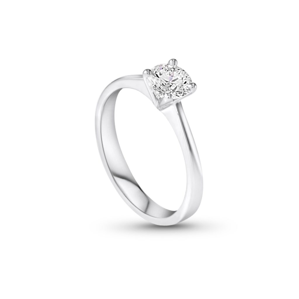 18K White Gold Solitaire Engagement Ring With 1 Metal