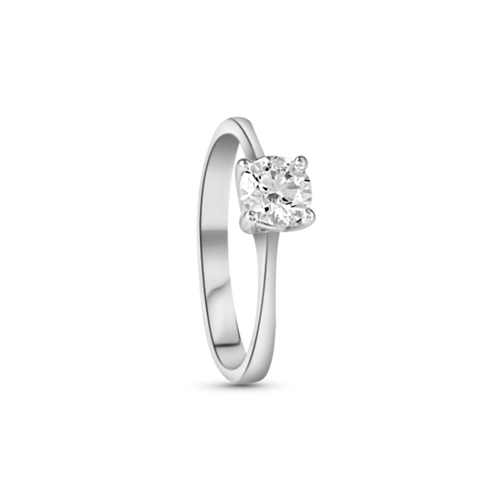 18K White Gold Solitaire Engagement Ring With 1 Metal