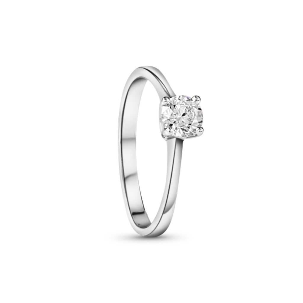 18K White Gold Solitaire Engagement Ring With 1 Metal