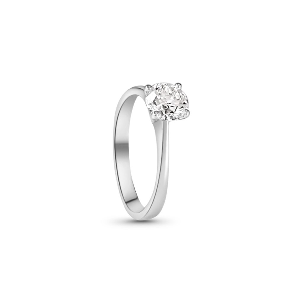 18K White Gold Solitaire Engagement Ring With 1 Metal