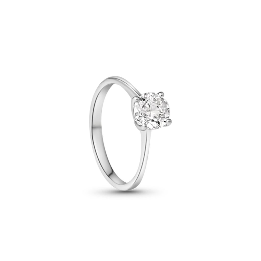 18K White Gold Solitaire Engagement Ring With 1 Metal