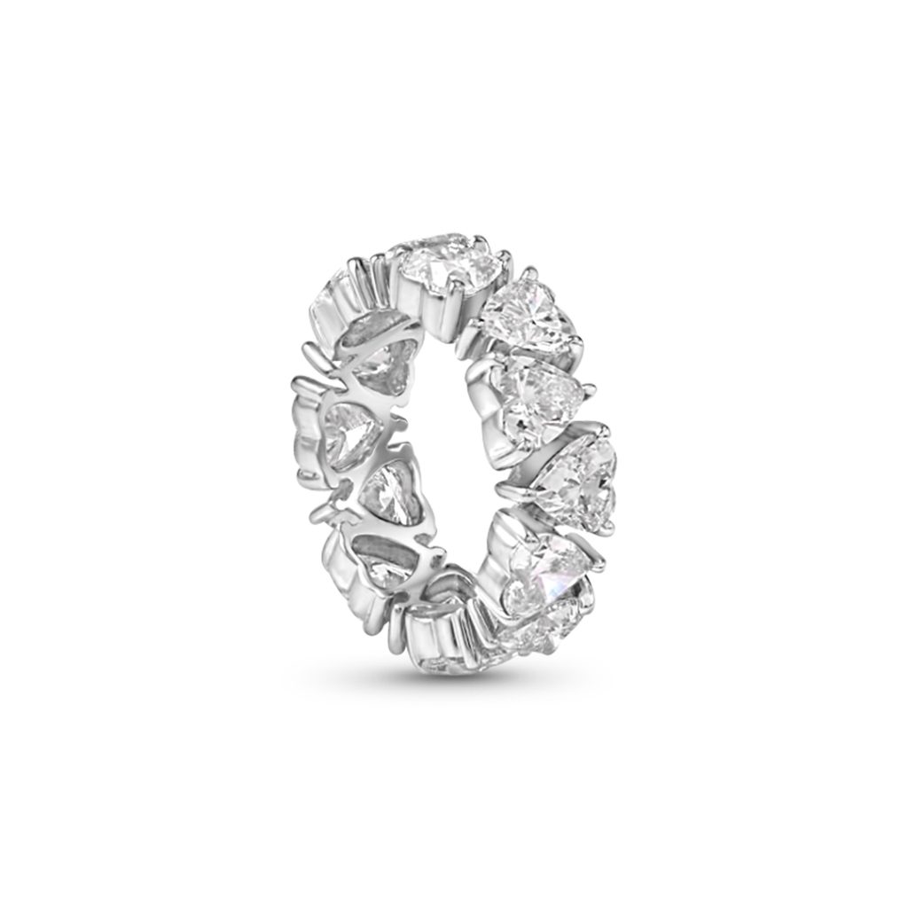 18K White Gold Heart Cut Diamond Eternity Ring With 1 Metal