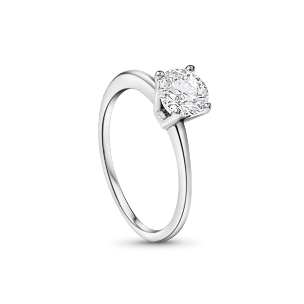 18K White Gold Diamond Engagement Ring With 1 Metal